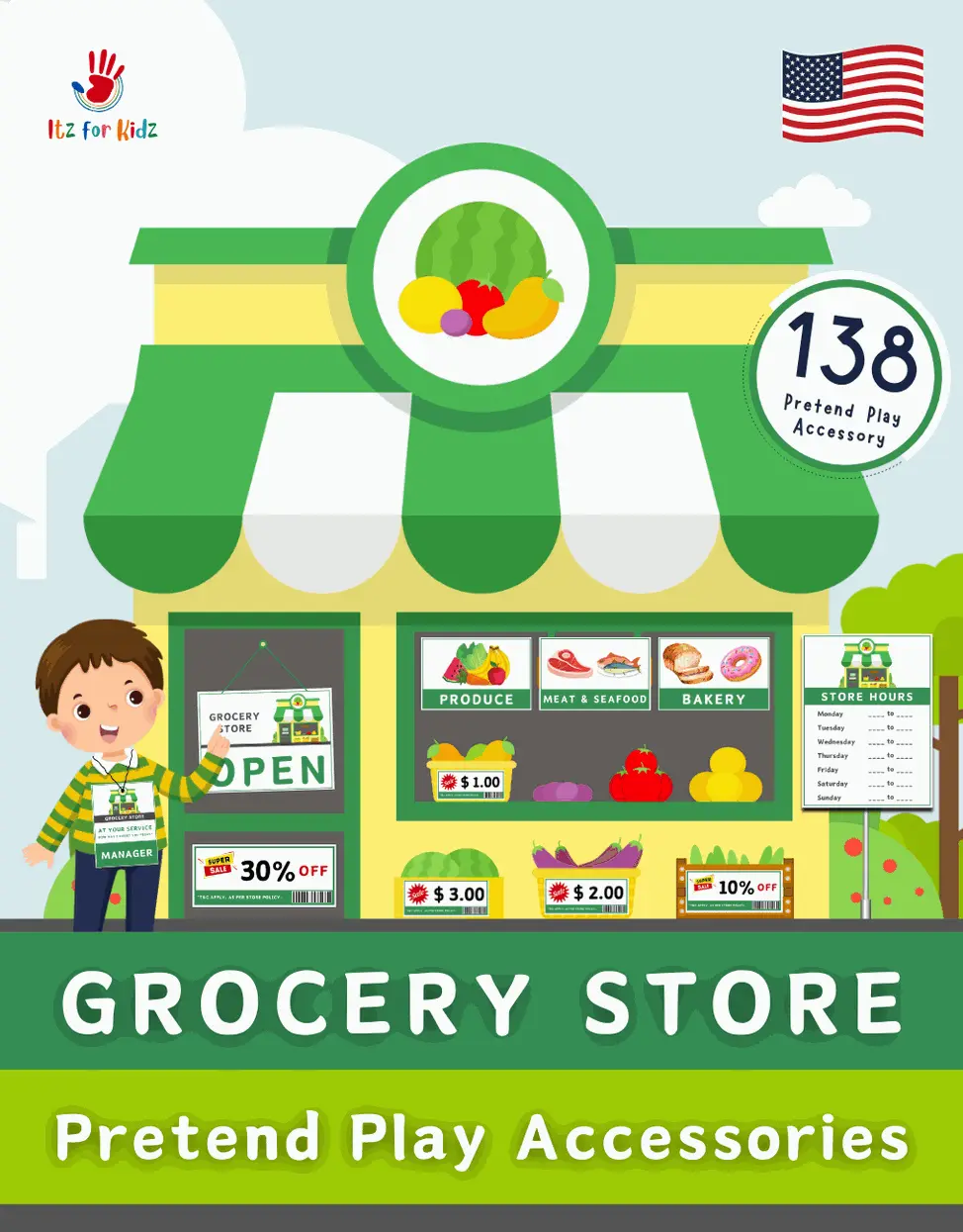Grocery Store Role Play Set (US Edition) - Itz for Kidz Grocery Store Role Play Set (US Edition) - Itz for Kidz