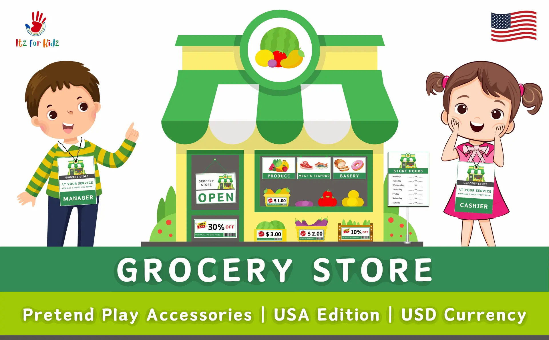 Grocery Store Role Play Set - Itz for Kidz (American Edition) Banner Image - Grocery Store Role Play Set - Itz for Kidz (American Edition)