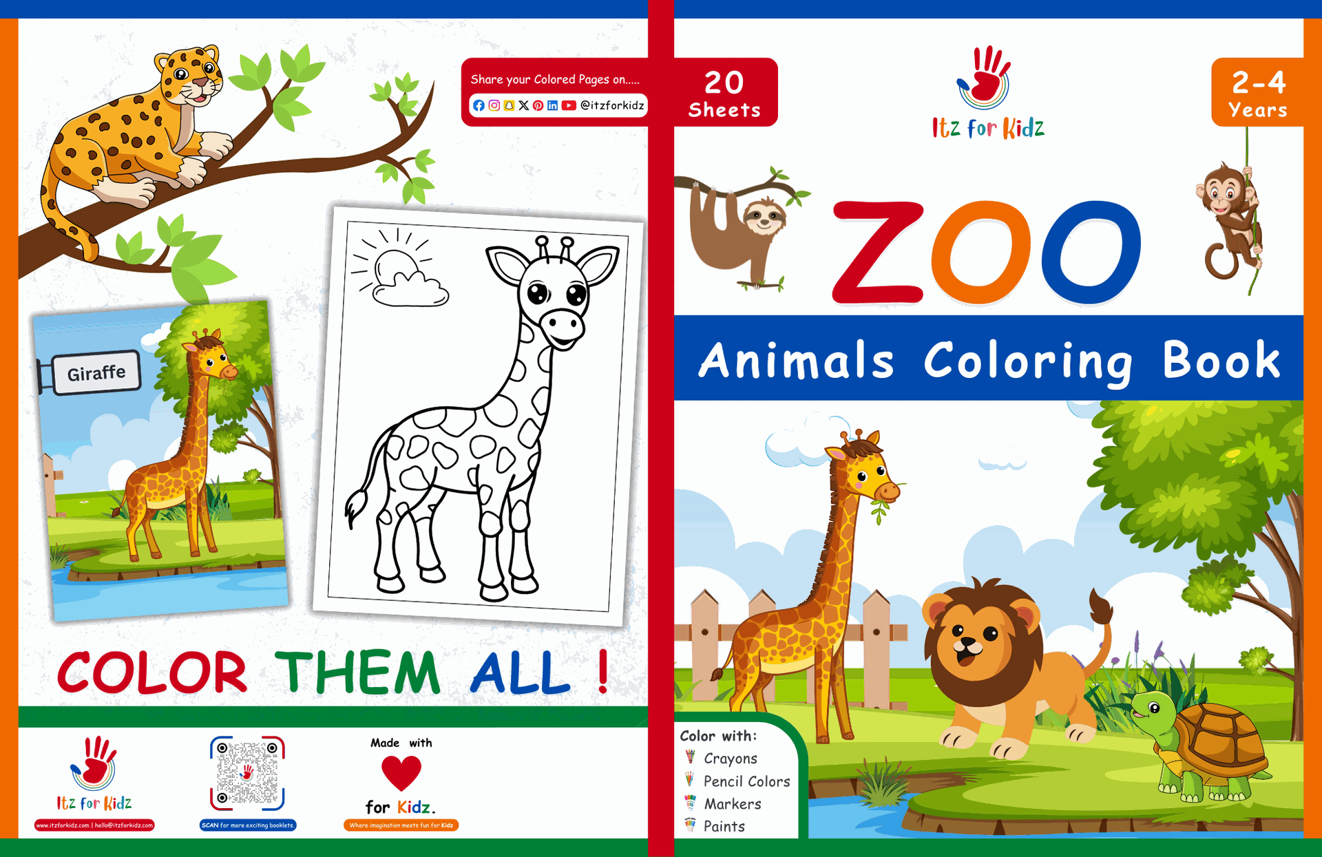 Zoo Animals Coloring Book | Itz for Kidz Zoo Animals Coloring Book for Toddlers 2-4 Years